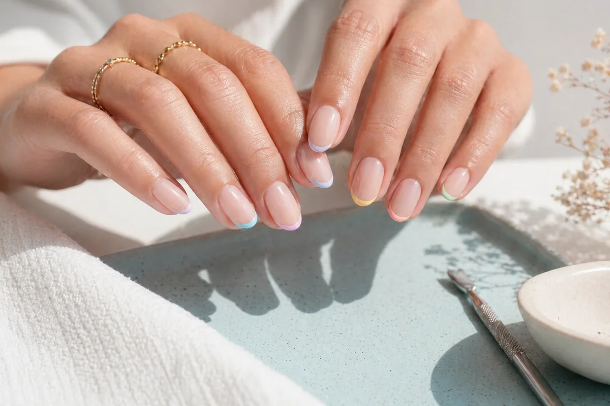 manicura francesa con tonos tendencia y acabado brillante