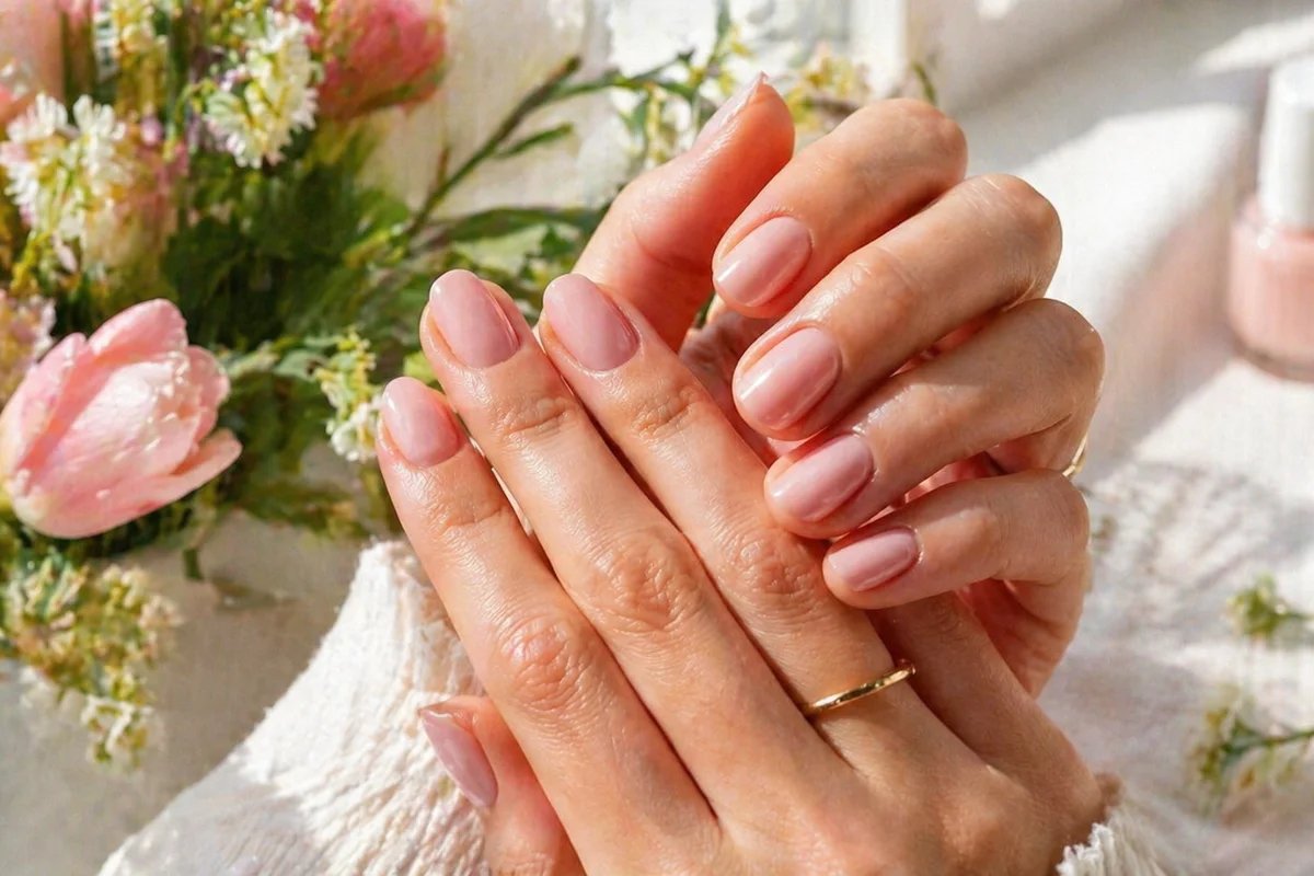 detalle de manicura semipermanente en uñas cuidadas