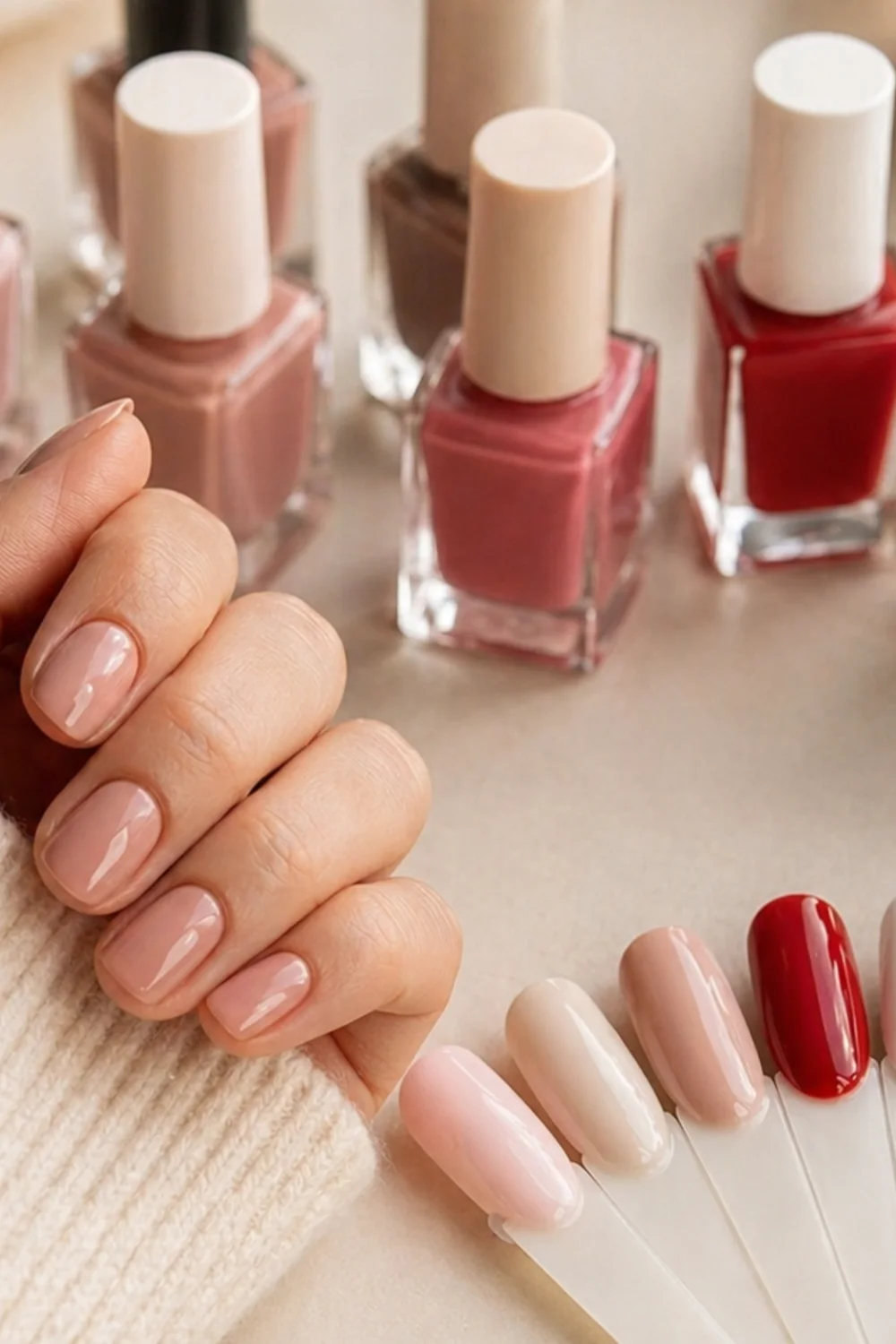 pin vertical de uñas cortas con manicura elegante