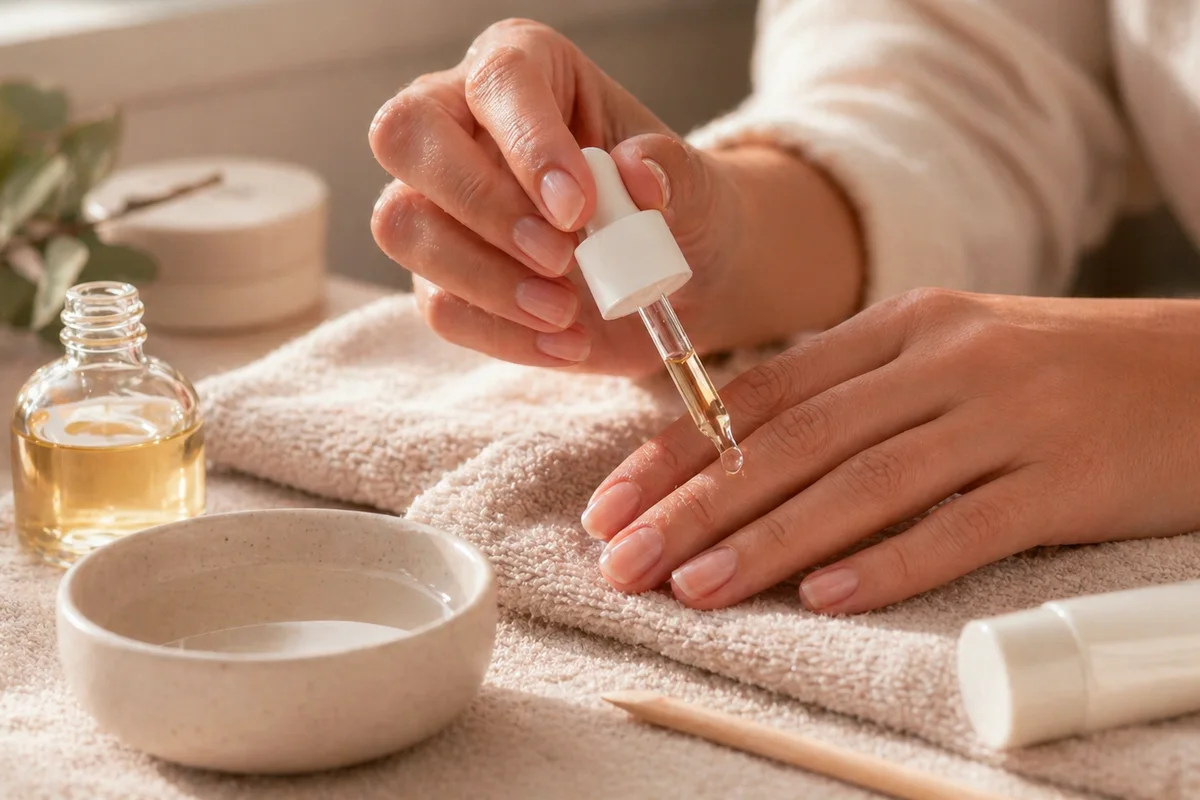 uñas nude con tonos tendencia y acabado brillante