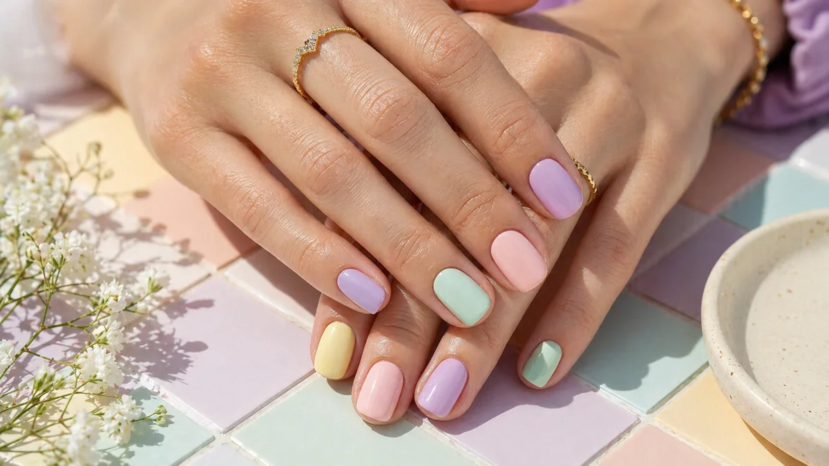uñas pastel con manicura elegante en luz natural