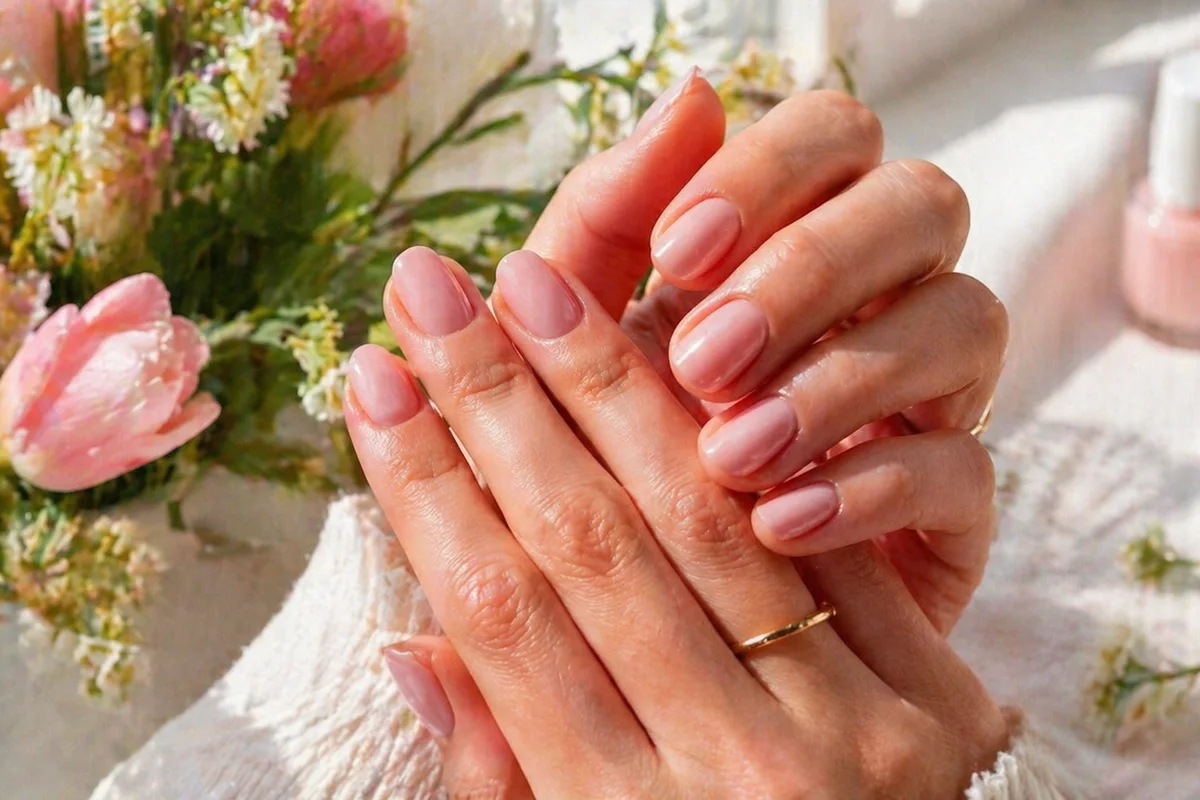 uñas rosas con tonos tendencia y acabado brillante
